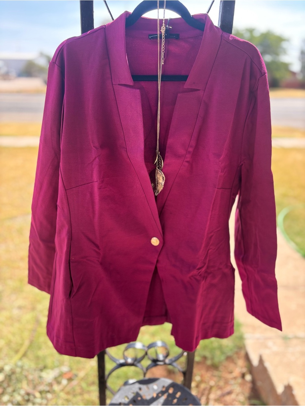 Scarlett Fuchsia Open-Front Blazer Jacket - Picture 5 of 5
